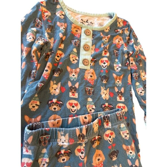 Made By Molly 2T Toddler Pajama Set Button Front Viscose/Spandex Green Checkered - Picture 3 of 7